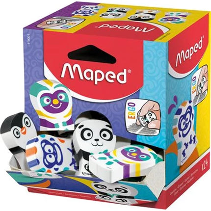 Radír display, vegyes minták, MAPED "Ergo Fun Multicolor" 24db