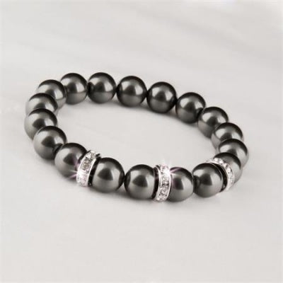 Karkötõ, fekete SWAROVSKI® gyöngybõl, fehér rondella kristállyal, 10mm, ART CRYSTELLA® M
